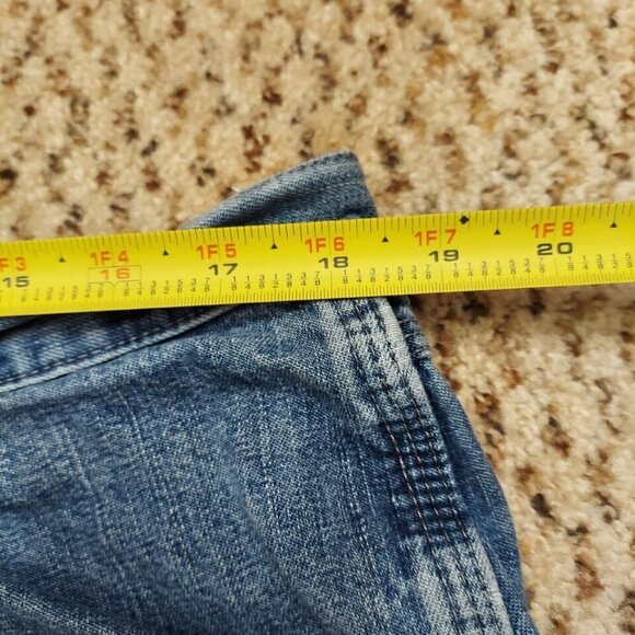 Wrangler Carpenter Mens 38 Blue Denim Jean Work Cargo Shorts Distressed - Picture 9 of 12